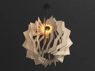 Wood Pendant Lamp 6 3D model