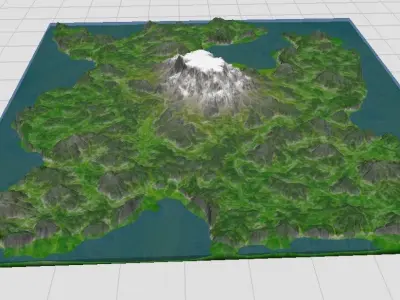 75km Playable Mountain Map Low-poly 3D model