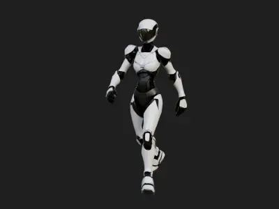 Female Robot Animated LynX Low-poly 3D model