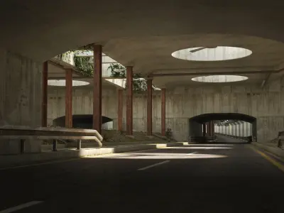 Tunnel empty road with in middle 3D model