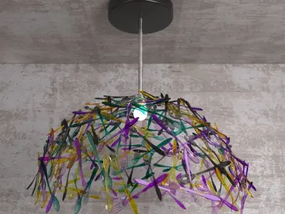 CMYK Cutlery Lamp 3D model