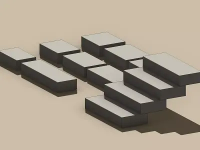 Concrete Block Steps Mega Set Modular Landscape Architecture Ele 3D model