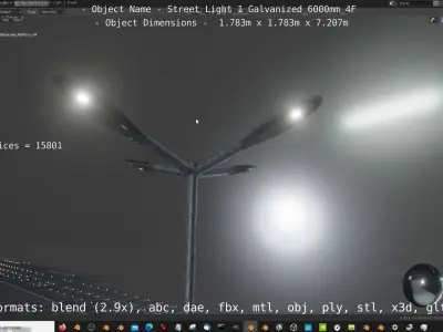 Street Light 1 Galvanized 6000mm 4F Low-poly 3D model