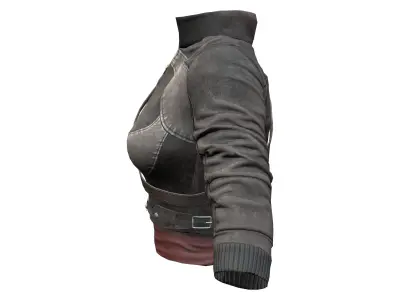 Combat Leather Jacke and Top Low-poly 3D model