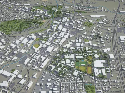 Akron - Ohio  Low-poly 3D model