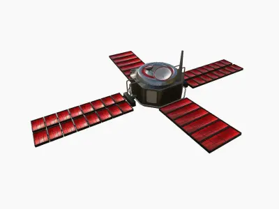 Satellite H04 Steel Red - SciFi Space Design Low-poly 3D model