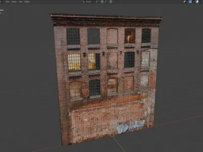 Street wall  building Low-poly 3D model