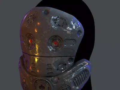 Gas mask helmet scifi Low-poly character art game space  Low-poly 3D model 3