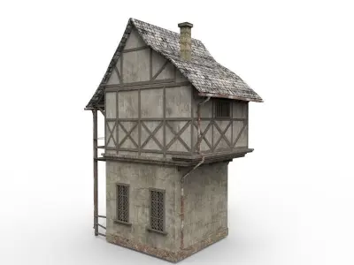 Medieval house Low-poly 3D model