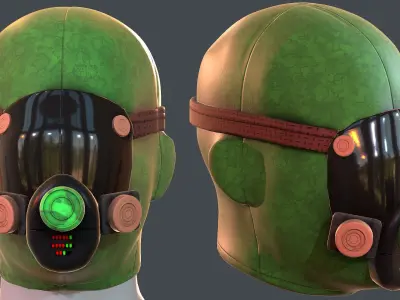 Gas mask helmet 3d model scifi Low-poly  Low-poly 3D model 376