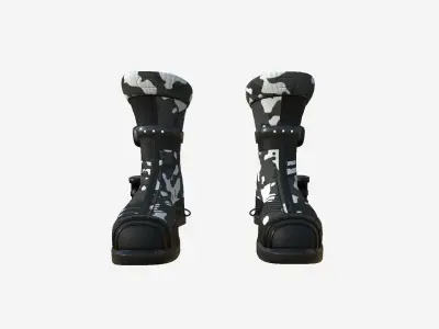 SciFi Boots A09 Black Camouflage - Character Design Fashion Low-poly 3D model
