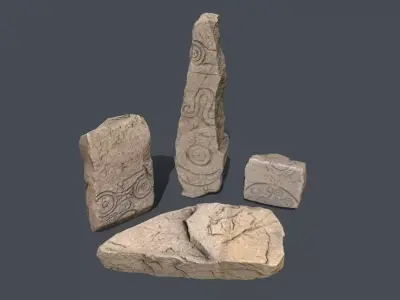 Desert Anchient Art Stones Low-poly 3D model