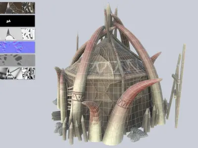 Orc house Low-poly 3D model 2