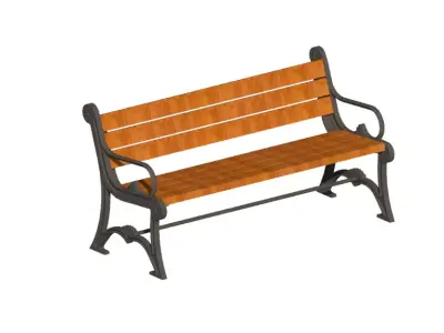 Outdoor bench sitting casting feet 3D model