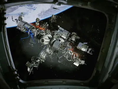 Abandoned SpaceStation Low-poly 3D model