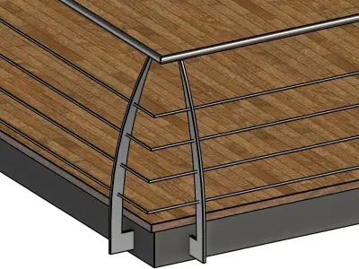 curved post metal railing Free 3D model