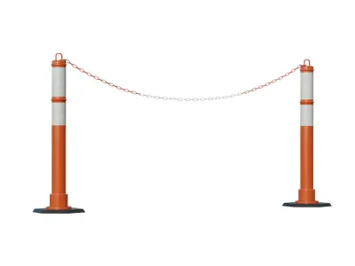 Delineator Posts With Chain Low-poly 3D model