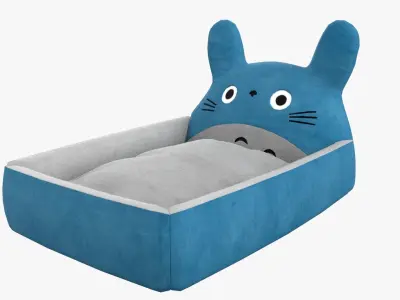 Ghibli Style Kid Bed Child Bed Baby Bed Light Blue 3D model