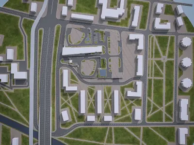 Urban Area 07 Low-poly 3D model