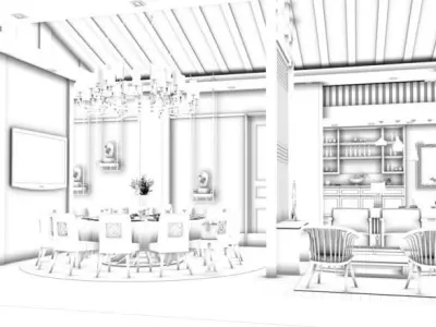 Business Restaurant - Coffee - Banquet  45 3D model