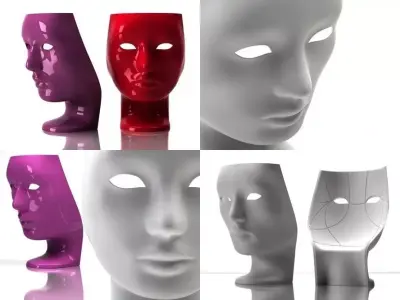 Nemo set of different colored head vases 3D model