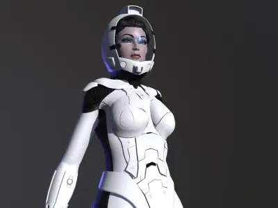 Space Girl Low-poly 3D model