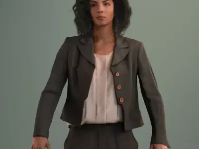 Rigged South American female 3D model in business attire Free low-poly 3D model