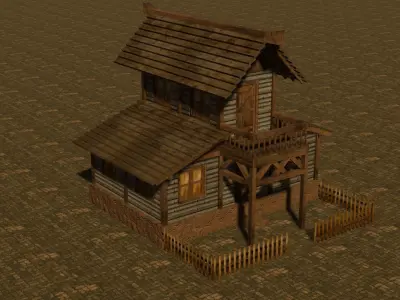 Medieval house ten 15 Low-poly 3D model