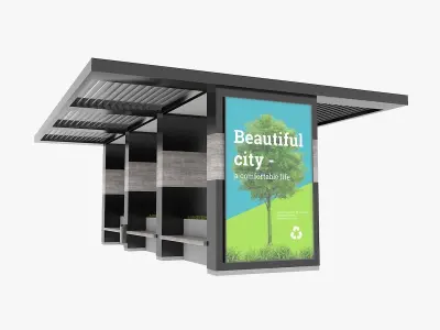 Street Pergola with Bench 3D model