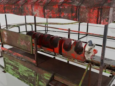 Abandoned Clown Roller Coaster Low-poly 3D model