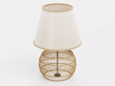 Lamp - Woven Rattan Table Light with Fabric Shade Unit 3D model