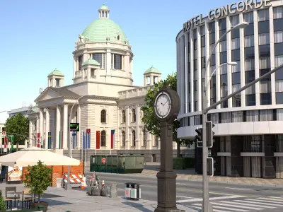 Euro City Low-poly 3D model