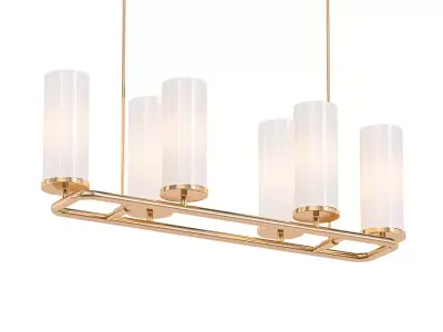 SL033 six light chandelier in gold with glass cylinders 3D model