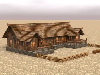 Low Poly Old Town Medieval House 3D Low-poly 3D model