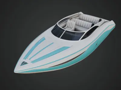 Speed Boat with Blue Accents 3D model