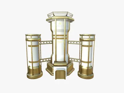 SciFi Facility A11 Gold - Sci Fi Exterior Design Low-poly 3D model