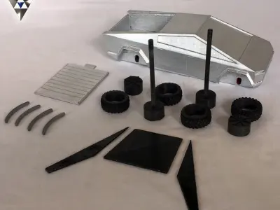 CYBERTRUCK silver toy car Free 3D print model