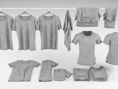 T-shirt collection three t - shirts with superman logo 3D model