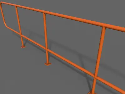 PBR Pedestrian Guard Rail Orange V5 Low-poly 3D model