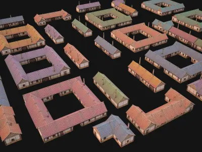 Medieval Buildings Set Low-poly 3D model