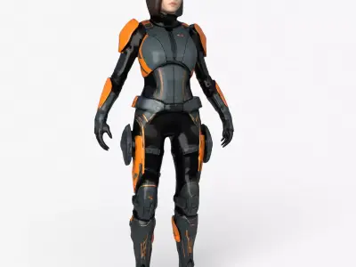 Futuristic Girl Low-poly 3D model