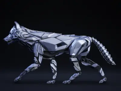 Robot Wolf Low-poly 3D model