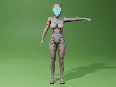 Cyber Girl 2-0 Low-poly 3D model