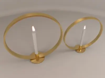 The Candles two candle holders in circular shape Low-poly 3D model