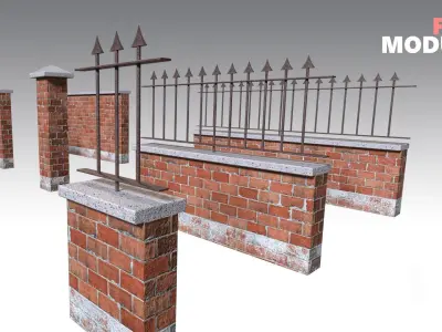 Brick Wall Pack PBR - Modular - Version 4 -  Low-poly 3D model