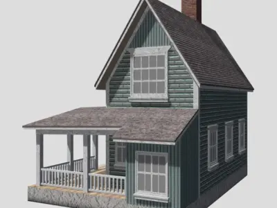 American Style Cottage - Town House Model Low-poly 3D model order