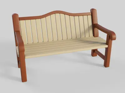 Cartoon Bench 10 Low-poly 3D model