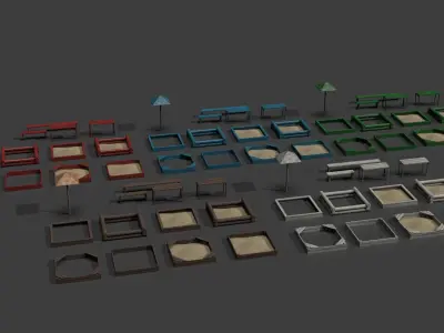 Sandbox Set For Playground Low-poly 3D model