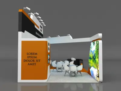 Booth Exhibition Stand Stall 5x10m Height 500 cm 3 Side Open 3D model