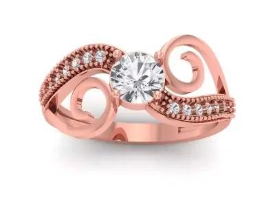 Solitaire Wedding Engagement Women Rings 3D print model